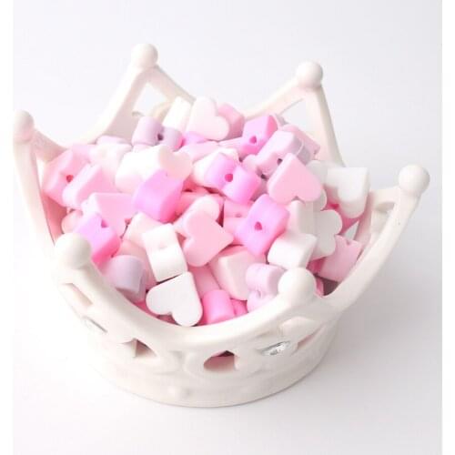 Bite Bites 30pc Lovely Heart Silicone Beads DIY Crafts Ecofriendly Food Grade Sensory Chewing Toy Rodent Silicone Baby Teether