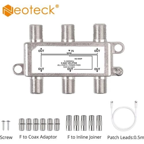 Neoteck 5-Way Coax Cable Splitter Satellite Satellite/Antenna TV Signal Distributor Receiver for SATV/CATV