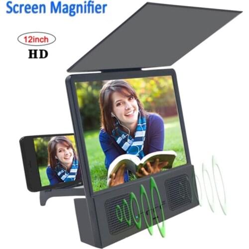 8.5inch 12inch Phone Screen Amplifiers Magnifying Glass Mobile Projector Bracket Magnifier With Audio Bluetooth Speaker