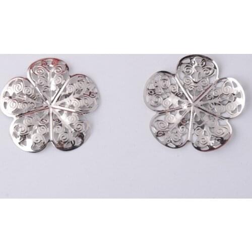 Free shipping 10Pcs Silver Tone Filigree Wraps Flower Connectors Metal Crafts Gift Decoration DIY Findings 3.5cm x 3.5cm F0397