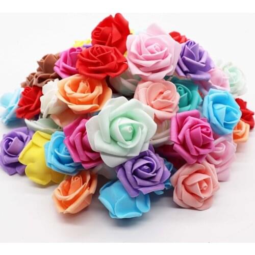 4cm 30PCS/Lot Big PE Foam Rose Artificial Flower Head Home Wedding Decoration DIY Scrapbooking Wreath Fake Decorative Ros