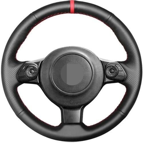 Car Steering Wheel Cover Hand-Stitched Soft Black Genuine Leather For Toyota 86 2016 2017 2018 2019 Subaru BRZ 2016 2017