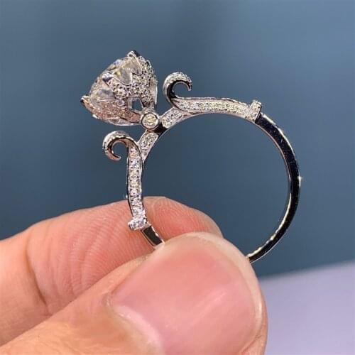 Daimond CROWN Rings S925 Sterling Silver for Women 2020 Fashion Resizable Wedding Rings for Couples Jewlery Engagement Gift