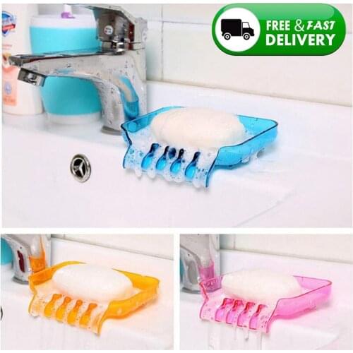 Soap Holder Drain Rack Toilet Soap Box Suction Cup Travel Bathroom Accessories Candy colors Drainage Soap Dish Box Tool