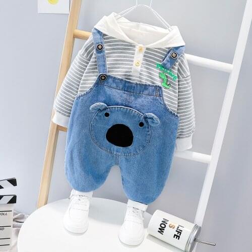 Childrenswear BOYS Autumn Clothing Set 2020 Korean-style Little Dinosaur Suspender Pants Medium-small Child 1-2-3-4 Age Manufac