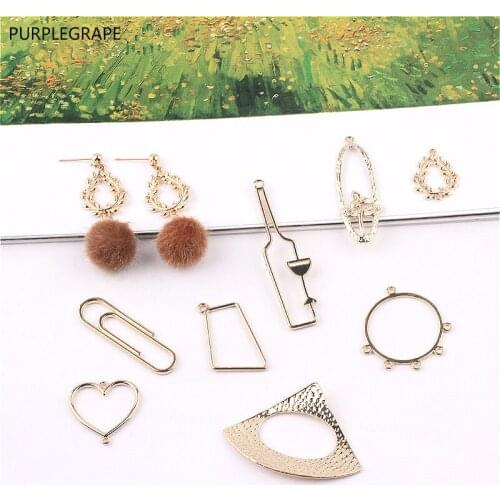 DIY Earrings Jewelry Accessories Handmade Materials Pendant Alloy Simple Geometric Round Triangle Love Pin 8pcs
