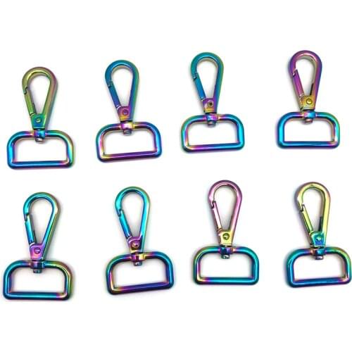 One Inches Zinc Alloy Square Shape Bottom Rainbow Metal Swivel Snap Hooks For Bag Accessories