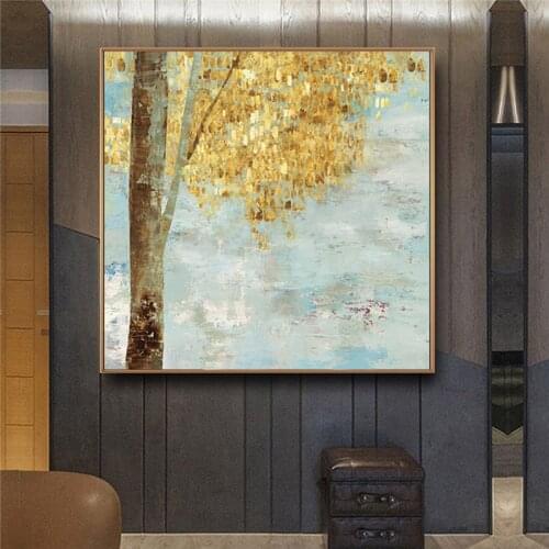 GOODECOR Gold Tree Canvas Painting Modern Landscape Art Print Picture Home Decor Living Room Abstract Wall Posters no frame Art