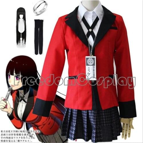 Kakegurui Compulsive Gambler Yumeko Jabami Cosplay Costume with stocking ring necklace