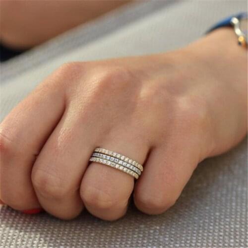 Love Cute Wedding Engagement Rings for Women Micro Pave CZ Crystal Sliver Color Fashion Jewelry Wedding Ring