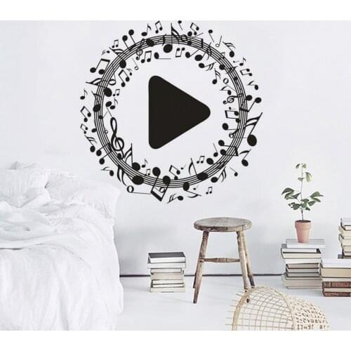 Music Start Button Wall Sticker Musical Song Notes Wall Viny Murals Home Interior Décor Creative Songs Button Decal Art AZ858