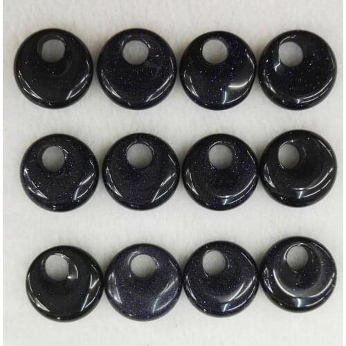 Wholesale good quality natural stone beads gogo donut charms blue sand pendants bead for jewelry necklace making 24pcs free