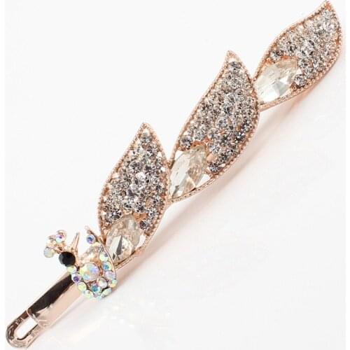 Peacock Korean Fashion Hair Accessories Hairpin Hairclips Round Crystal Rhinestone Hair Clip Barrette For Women hair grips