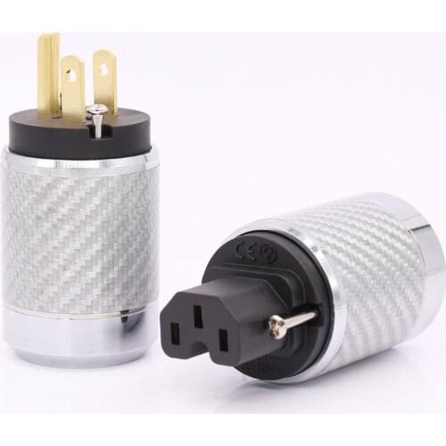 Factory Directly Offer Carbon Fiber Gold Plated US AC Power Plug Audio Female Connector hifi
