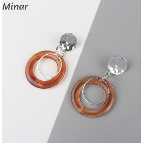 Multi Circle Round Earrings Brown Acrylic Resin Boho Drop Earrings For Women Ring Statement Earrings 2019 Fashion Party Jewelry