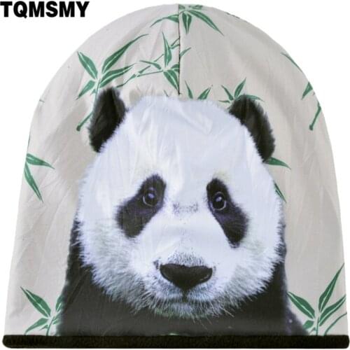 Unisex hat 3D panda pattern bonnet men Hip Hop cap Plus velvet ski caps Double layer gorro winter Turban hats for women Beanies