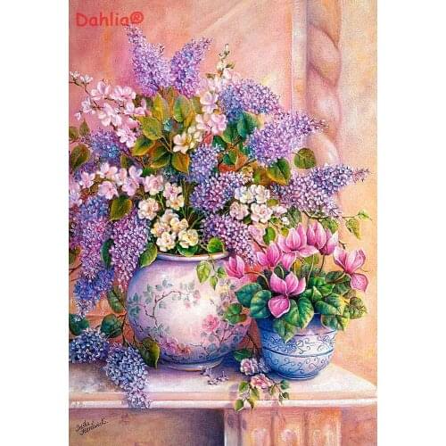 Lilac flowers purple flower Handmade Needlework Embroidery DIY Cross Stitch Kits Crafts 14CT Unprinted Home decor wall Arts