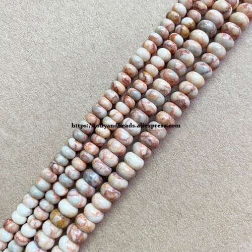 2lots more 10% off ! Natural Stone Smooth Rondelle Red Picasso Jasper 7" Loose Beads 4X6 5X8mm Pick Size For Jewelry Making DIY
