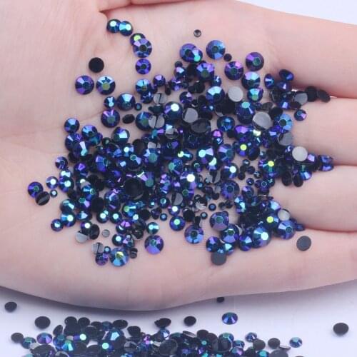 Resin Rhinestones Purple black AB 2-6mm Round Flatback Non Hotfix Diamonds Appliques For Craft Fabric Wedding Dresses