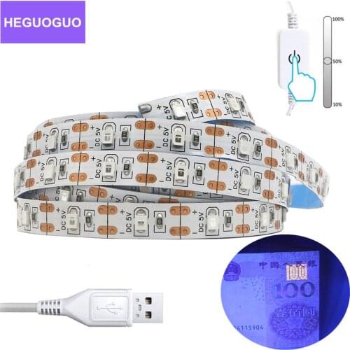 5V USB UV Led Strip Light 2835 SMD 395-405nm 60leds/m Battery Powered Ultraviolet Ray LED Diode Ribbon Purple Flexible Tape Lamp