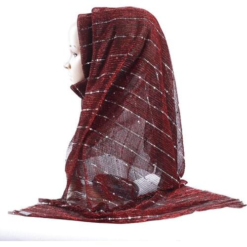 High Quality Islamic Hijab Luxury Sequins Pearl Muslim Long Scarf Women Shawl Wrap Plain Headscarf 1pc