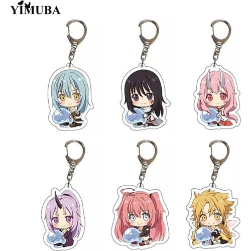 Japanese Anime That Time I Got Reincarnated as a Slime Keychain Rimuru Tempest Transparent Figures Toys Key Chain Silver Plated