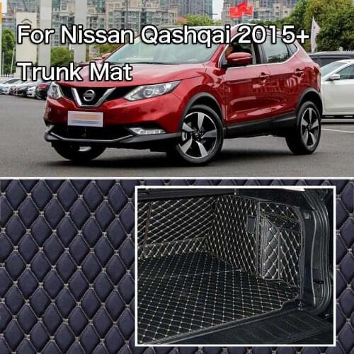 Black PU Leather Rear Trunk Cargo Liner Protector Mat Seat Back Cover For Nissan Qashqai 2015