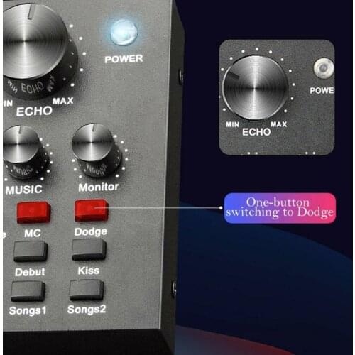 V8 Live Sound Card Audio Mixer External USB Headset Microphone Mobile Computer Universal External Sound Card