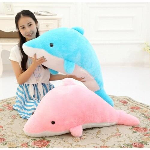 1M 100CM Super Huge Smart Pink Blue Dolphin Fish Doll Soft Simulation Plush Toy