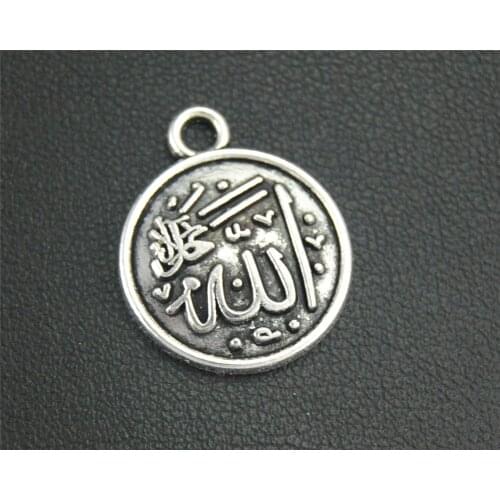10pcs Silver Color Allah Round Charm Handmade Charms Pendants Jewelry Findings 21X18mm A1846