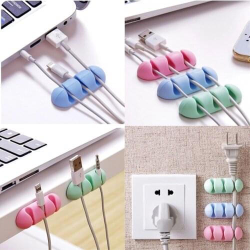 2pcs Colorful Cable Winder Wire Storage Silicone Cable Manager Holder Office Desk Tidy Organiser for Digital Cable Drop