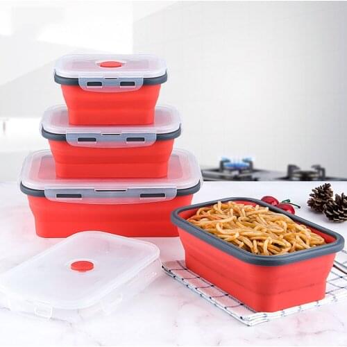 3/4PCS Set Foldable Silicone Food Lunch Box Fruit Salad Storage Food Box Container Dinnerware Conveniently Lunch Box