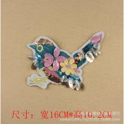 3pcs/lot 3d Luxury Large Sequin Embroidery Patches Bird Flower Backpack Clothing Decoration Accessories Diy Applique