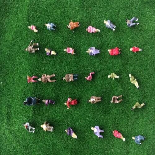 30pcs/set Not repeating architecture 1:87 scale 1.3cm ABS plastic sitting color figures for ho train layout