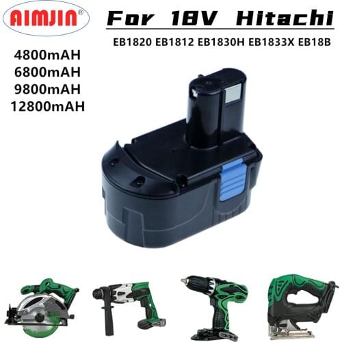 Rechargeable Battery 18V 4.8/6.8/9.8/12.8Ah for Hitachi Power Tool Screwdriver Drill: EB1820 EB1812 EB1830H EB1833X EB18B 322437
