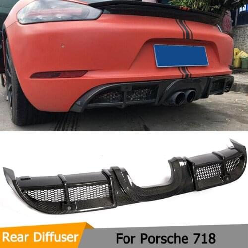Rear Diffuser for 2016 - 2018 Porsche 718 Carbon Fiber Rear Bumper Lip Diffuser Spoiler Apron
