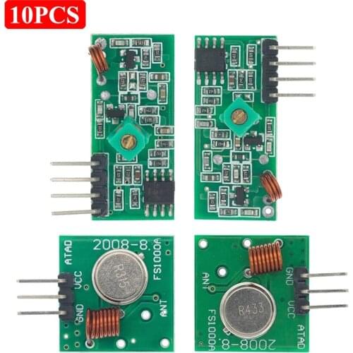 10PCS 433 Mhz RF Transmitter and Receiver Module Link Kit for ARM/MCU WL 315MHZ/433MHZ Wireless Remote Control for arduino Diy