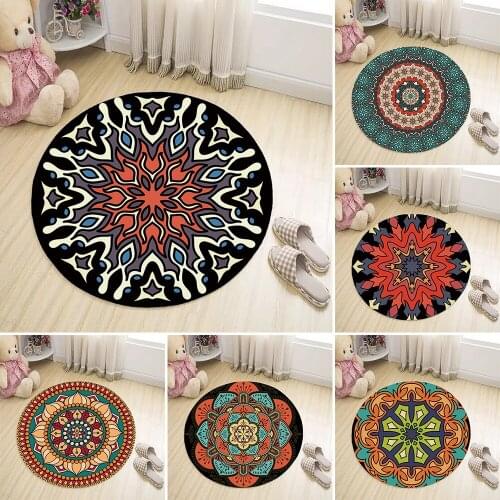 Bohemia Ethnic Style Mat Carpet Large Round Rug for Bedroom Woven Cotton Rug Non-slip Knitting Floor Mat