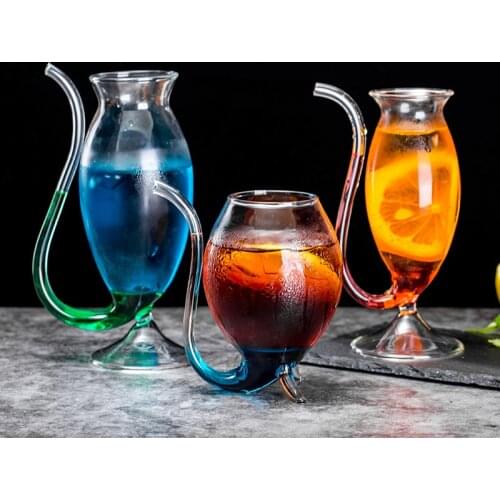 2PCS/Lot Creative Vampire Filter Wine Glass Cups Clear Juice Cup Goblet With Drinking Tube Straw Glass for Halloween Party Club