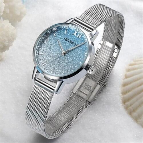 REBIRTH Women Watch Top Brand Luxury Blue Female Waterproof Clock Stainless Steel Bracelet Fashion Ladies Wristwatch Gift 2013