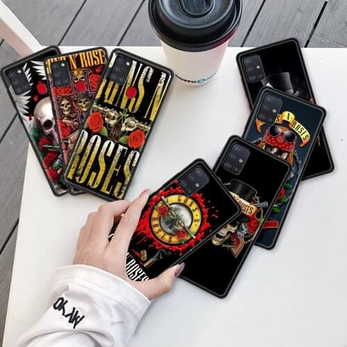 Case For Samsung Galaxy A51 A71 A21s A31 A41 M31 M51 A11 A32 5G A12 A91 A81 M30s M11 Phone Shell Cover Funda Guns N Roses Skull