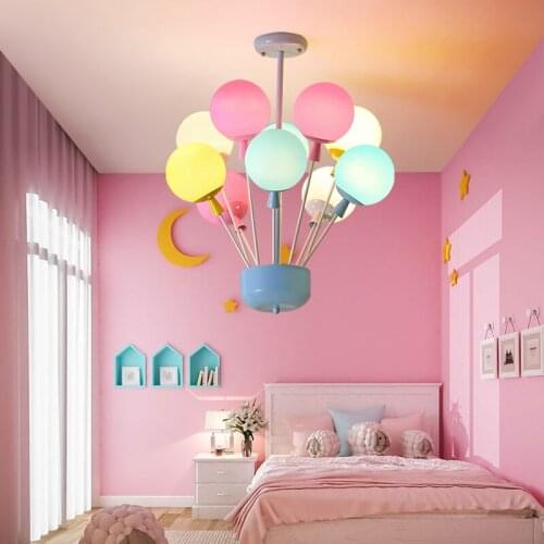 Childrens Room Chandelier Lighting Warm Romantic Bedroom Dining Room Color Glass Chandeliers Modern Creative Led Foyer Lighting