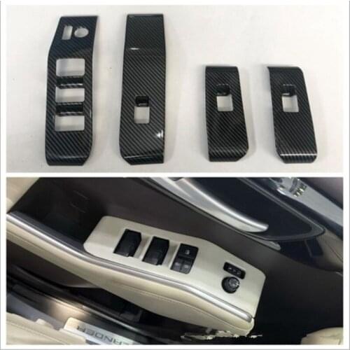 For Toyota Highlander 2022 ABS Carbon Fiber Car Window Lift Control Panel Cover Trim Car Styling Sticker