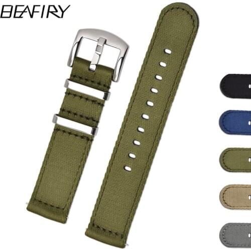 BEAFIRY Breathable Woven Nylon Watch Band 18mm 20mm 22mm 24mm Lightweight Canvas Watch Straps Watchbands Sports