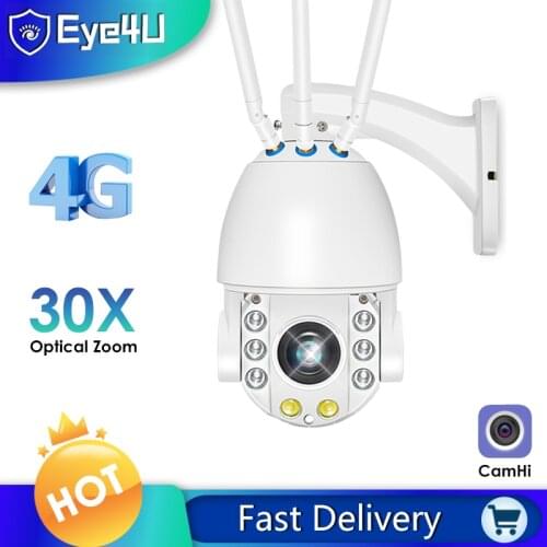 Security Camera 1080P 4G SIM Card PTZ IP Camera 30X Optical Zoom Outdoor Surveillance CCTV 100M IR Night Vision Metal Camhi Pro