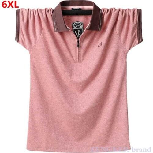 Newly big size t-shirt men loose young polo shirt extra large fat guy zipper lapel T-shirt streetwear polo shirt men 6xl
