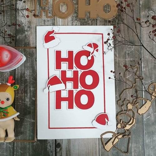 HoHoHo With Christmas Hat Metal Cutting Dies Scrapbooking Card Album Making DIY Crafts Stencil Supplies New 2020