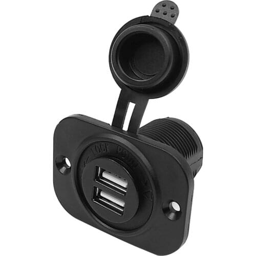 USB Charger Personal Car Dual USB Socket Power Adapter w/ Waterproof Cover Outdoor Parts Decoration for 12V Car Marine