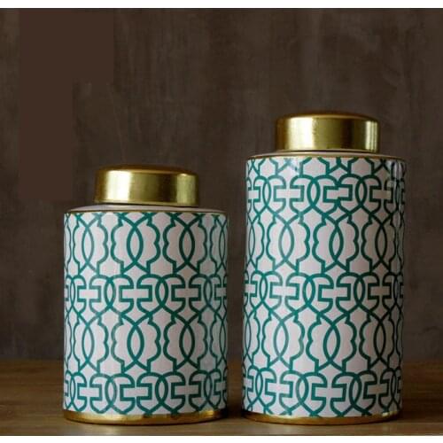 Jingdezhen Ceramics jar American Style Gold Painted Jar Furnishings hotel and home decoration porcelain jar