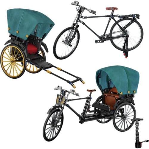 Classic Nostalgia Rickshaw Offroad Bicycle Mountain Bike Model Building Blocks Accessories Educational Kids Toys For Children